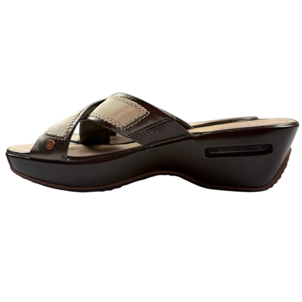Cole Haan Nike Air Brown Metallic Leather Cross Strap Wedge Sandals 6.5 B - Picture 5 of 7